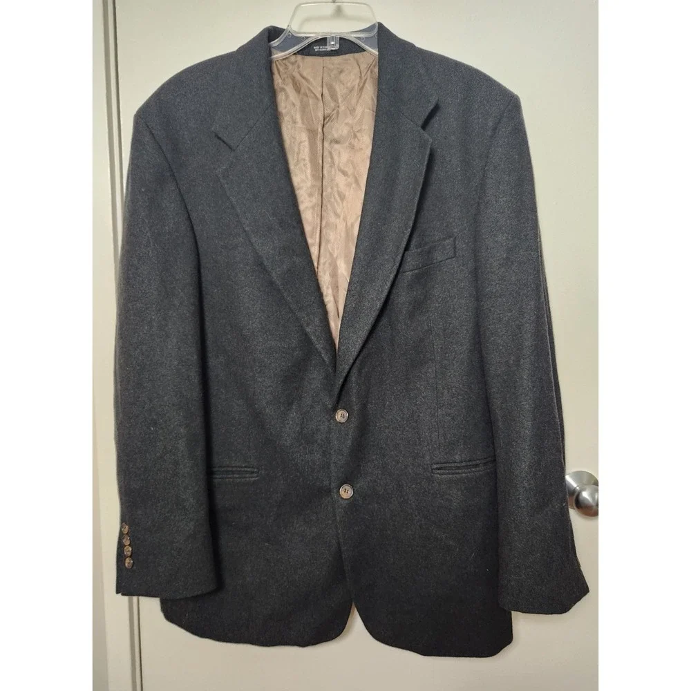 Oscar De La Renta Green Sport Coat Blazer Wool Cashmere 44L Vintage Quiet Luxury